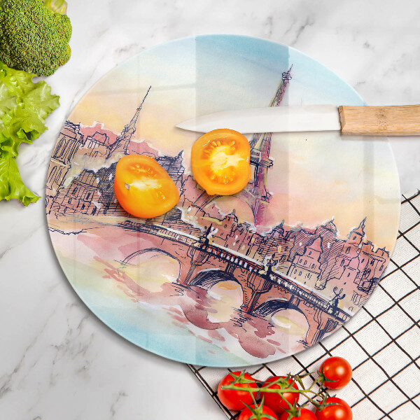 Steklena podloga za rezanje Pokrajina pariškega Eifflovega stolpa