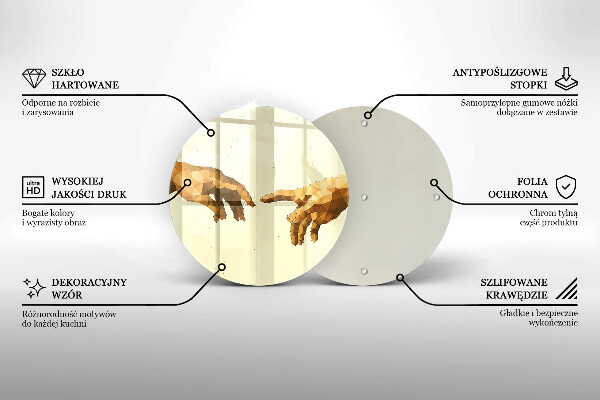 Steklena podloga za rezanje Stvarjenje Adamovih rok