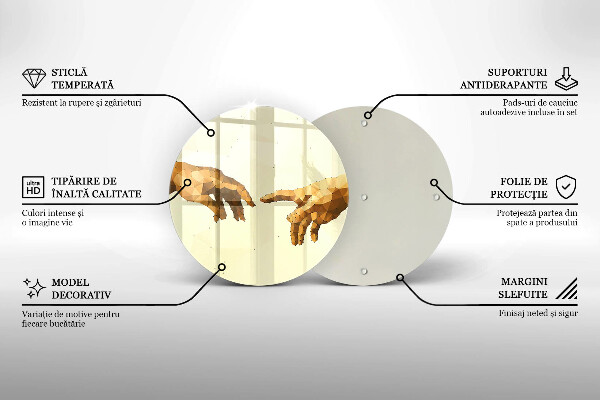 Steklena podloga za rezanje Stvarjenje Adamovih rok