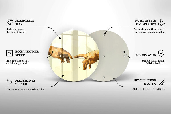 Steklena podloga za rezanje Stvarjenje Adamovih rok