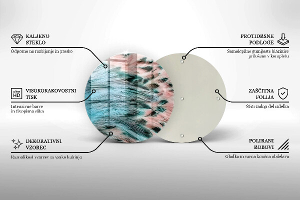 Steklena podloga za rezanje Boho ptičje perje