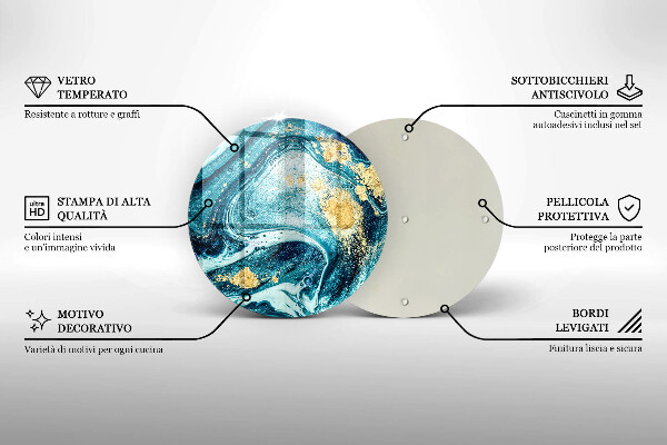 Steklena podloga za rezanje Abstrakcija modrega zlata