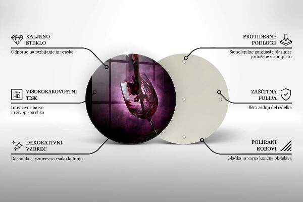 Steklena podloga za rezanje Kozarec vina