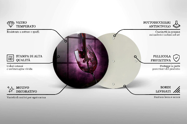 Steklena podloga za rezanje Kozarec vina