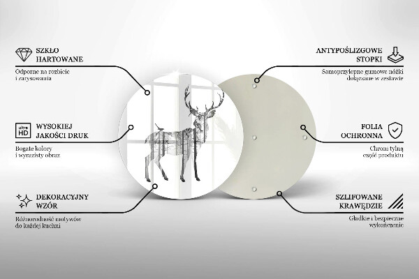 Steklena podloga za rezanje Ilustracija jelena in gozda