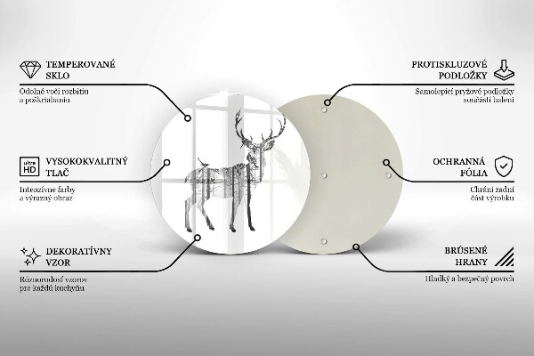 Steklena podloga za rezanje Ilustracija jelena in gozda