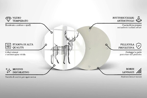 Steklena podloga za rezanje Ilustracija jelena in gozda