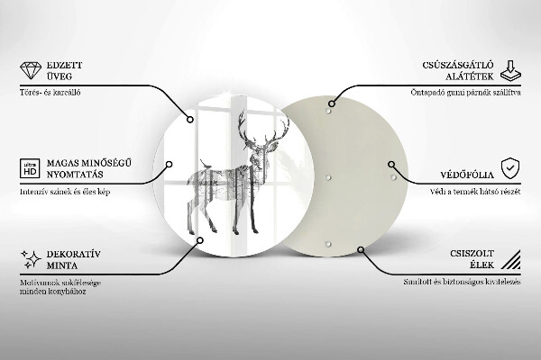 Steklena podloga za rezanje Ilustracija jelena in gozda