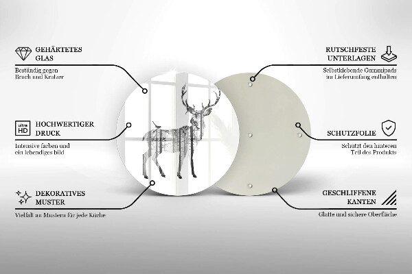 Steklena podloga za rezanje Ilustracija jelena in gozda