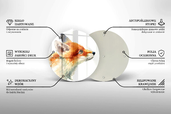 Steklena podloga za rezanje Pobarvana lisica