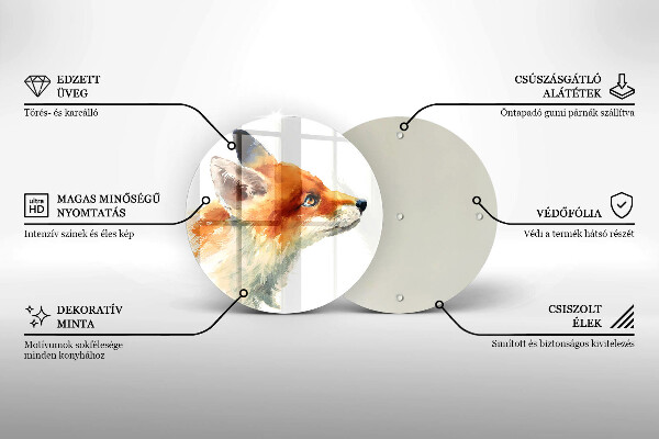 Steklena podloga za rezanje Pobarvana lisica