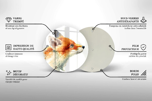 Steklena podloga za rezanje Pobarvana lisica