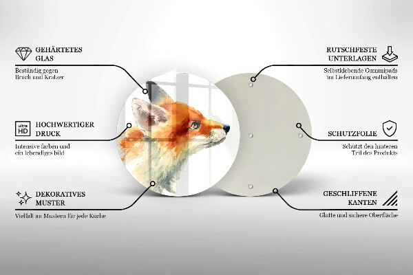 Steklena podloga za rezanje Pobarvana lisica