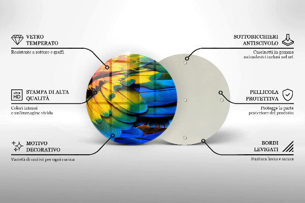 Steklena podloga za rezanje Pisano perje papige