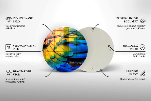 Steklena podloga za rezanje Pisano perje papige