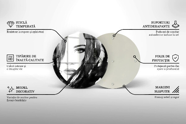 Steklena podloga za rezanje Ženski obraz