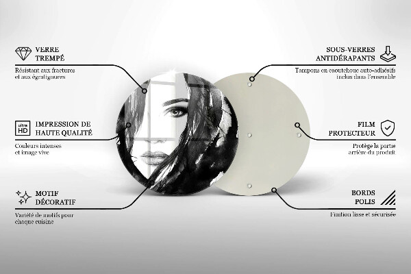 Steklena podloga za rezanje Ženski obraz