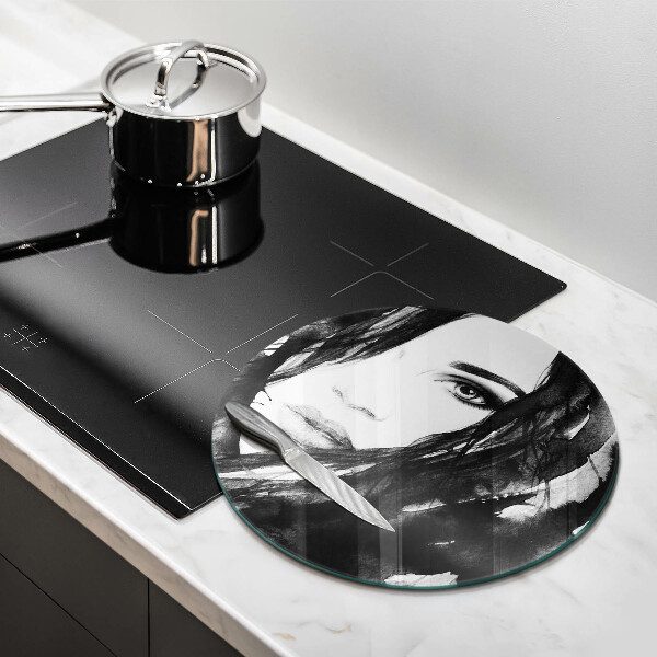 Steklena podloga za rezanje Ženski obraz