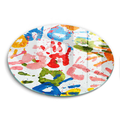 Steklena podloga za rezanje Sledi otroških rok