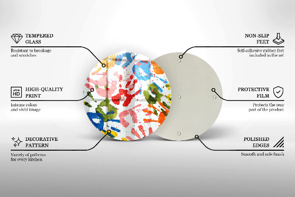 Steklena podloga za rezanje Sledi otroških rok