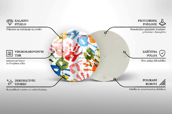 Steklena podloga za rezanje Sledi otroških rok