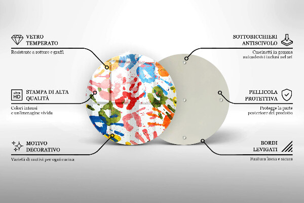 Steklena podloga za rezanje Sledi otroških rok