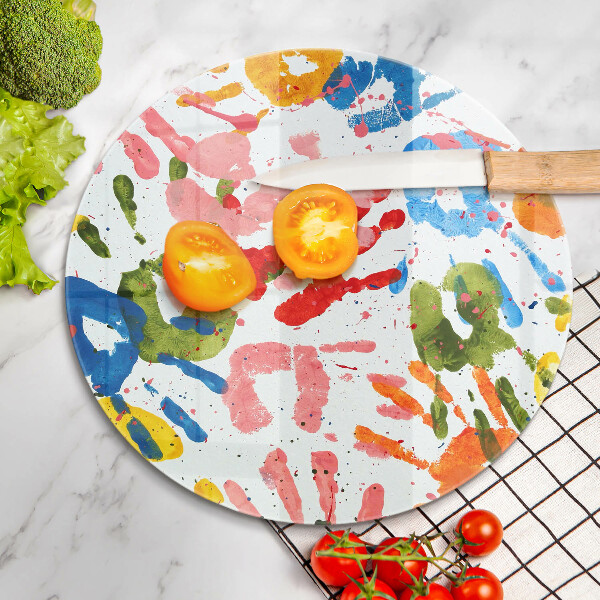 Steklena podloga za rezanje Sledi otroških rok