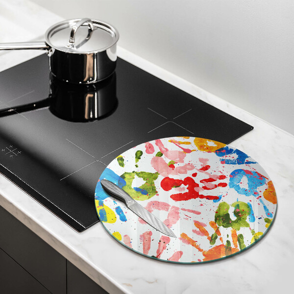 Steklena podloga za rezanje Sledi otroških rok