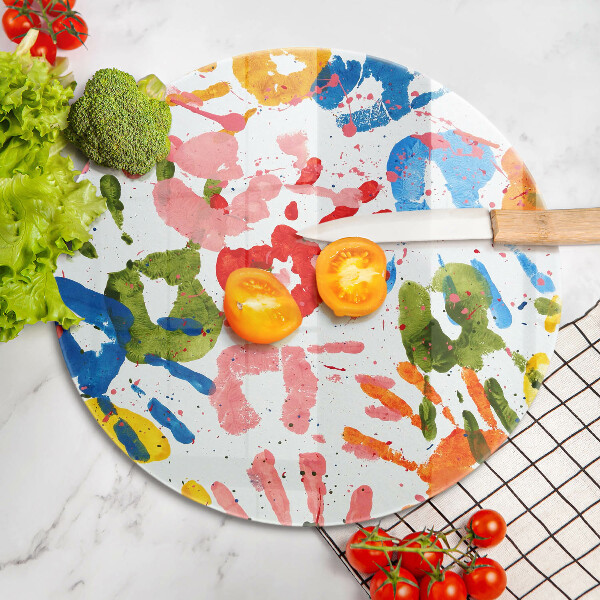 Steklena podloga za rezanje Sledi otroških rok