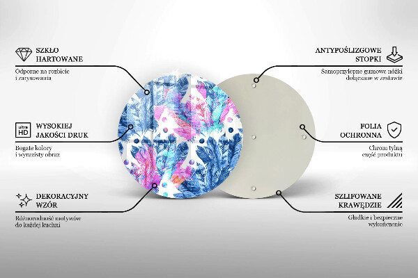 Steklena podloga za rezanje Boho ilustracija perja