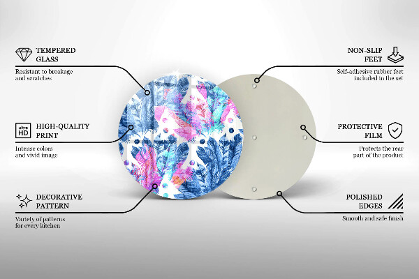 Steklena podloga za rezanje Boho ilustracija perja
