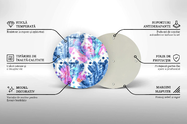 Steklena podloga za rezanje Boho ilustracija perja