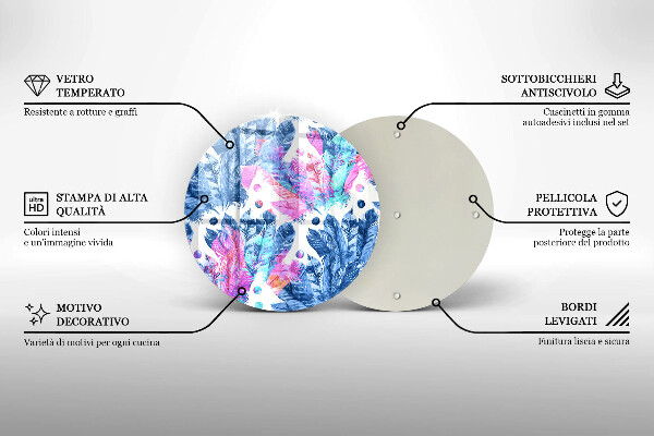 Steklena podloga za rezanje Boho ilustracija perja