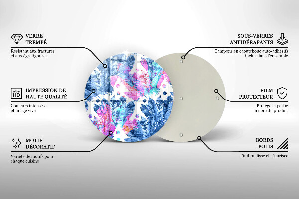 Steklena podloga za rezanje Boho ilustracija perja