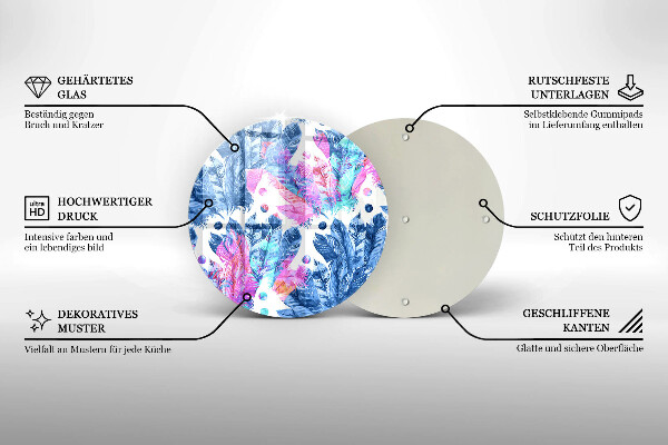 Steklena podloga za rezanje Boho ilustracija perja