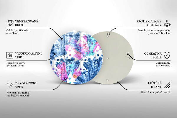 Steklena podloga za rezanje Boho ilustracija perja