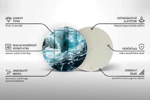 Steklena podloga za rezanje Peneči se valovi vode