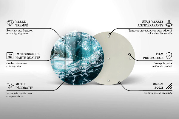 Steklena podloga za rezanje Peneči se valovi vode