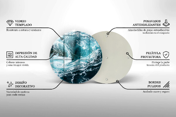 Steklena podloga za rezanje Peneči se valovi vode