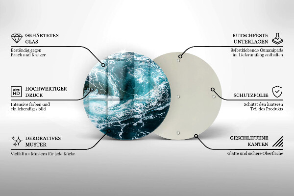 Steklena podloga za rezanje Peneči se valovi vode