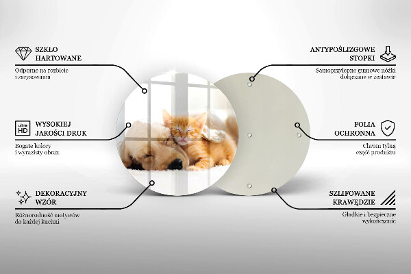 Steklena podloga za rezanje Živali pes in mačka