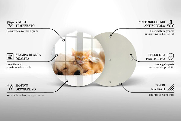 Steklena podloga za rezanje Živali pes in mačka