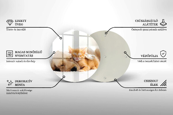 Steklena podloga za rezanje Živali pes in mačka
