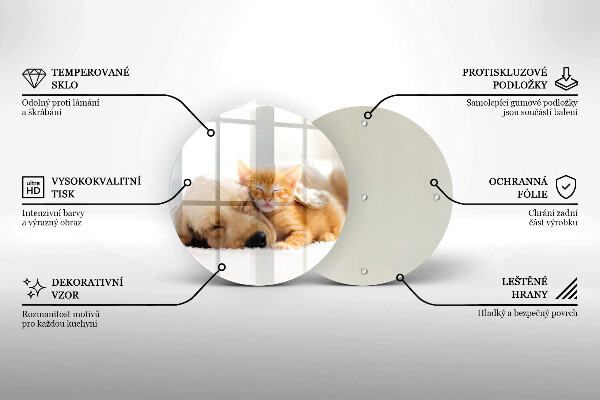 Steklena podloga za rezanje Živali pes in mačka