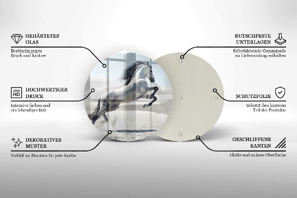 Steklena podloga za rezanje Beli konj