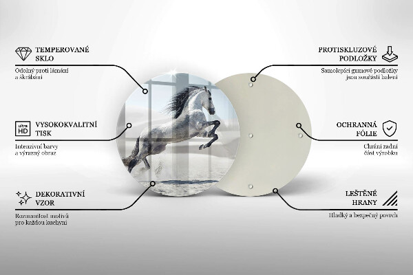 Steklena podloga za rezanje Beli konj