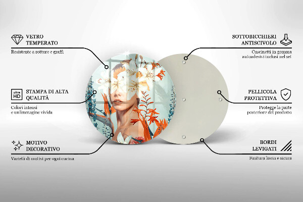 Steklena podloga za rezanje Ženska v rožah