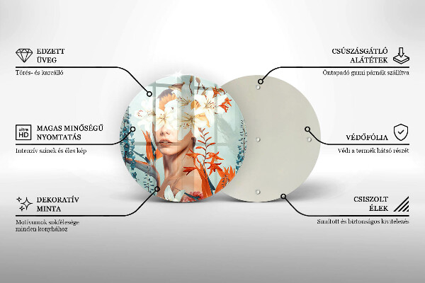 Steklena podloga za rezanje Ženska v rožah