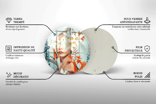 Steklena podloga za rezanje Ženska v rožah