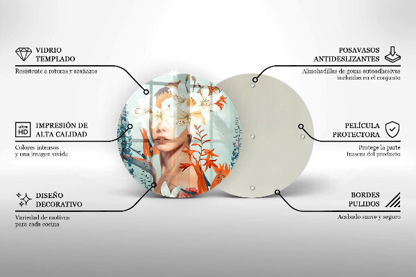 Steklena podloga za rezanje Ženska v rožah